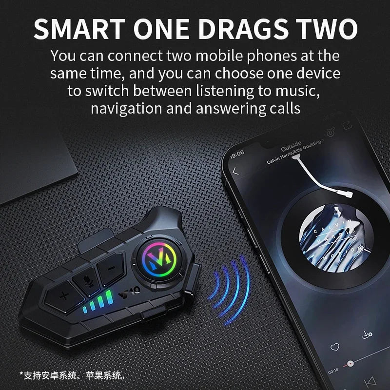 Bluetooth 5.3 Helmet Headset Wireless Hands-free Call Phone Kit Motorcycle Waterproof Earphone MP3 Music Player Speaker for Moto