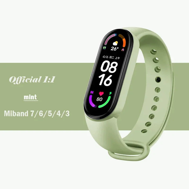 official Silicone Strap For Xiaomi Mi Band 4 5 6 7 Bracelet Sport Watch Wristband Miband4 miband7 Correa Mi band 3 4 5 6 7 Band