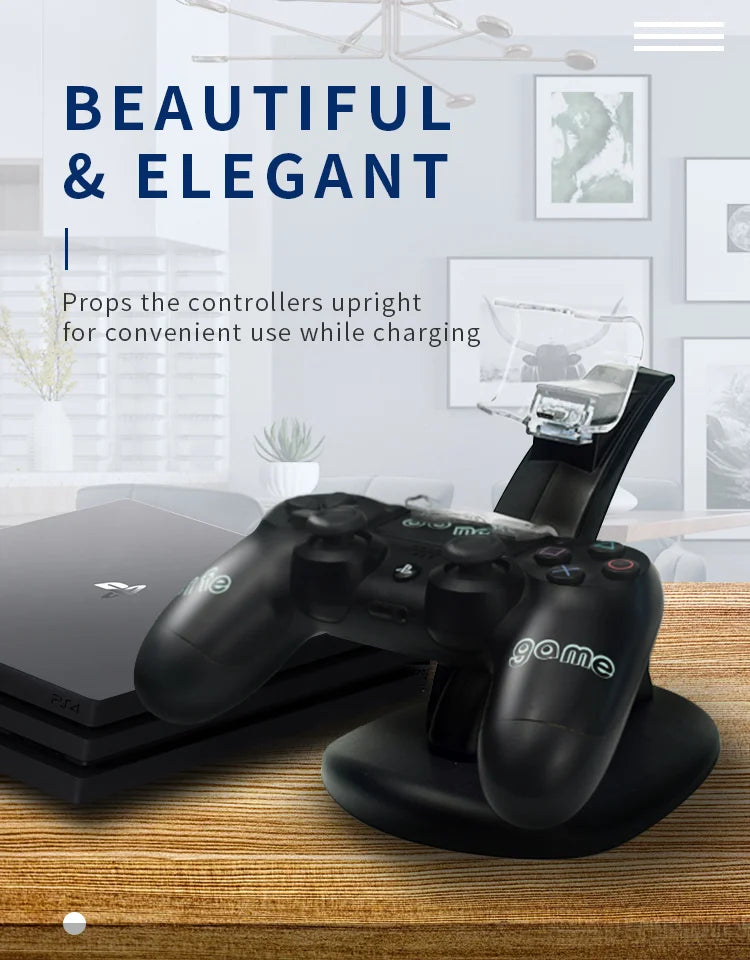 DATA FROG Controller Charger For PlayStation 4 LED Dual USB Charging Dock Station for Dualshock 4/PS4 Slim Pro Gaming Controller