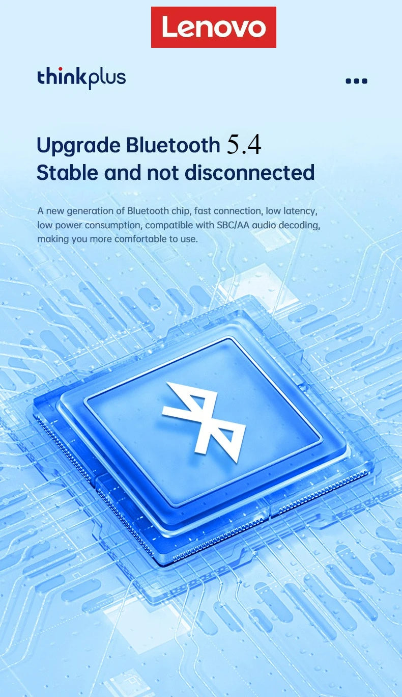 Lenovo XT80 Wireless Headphones Bluetooth 5.4 Earphones True with Mic Button Control Noise Reduction Earhooks Waterproof Headset