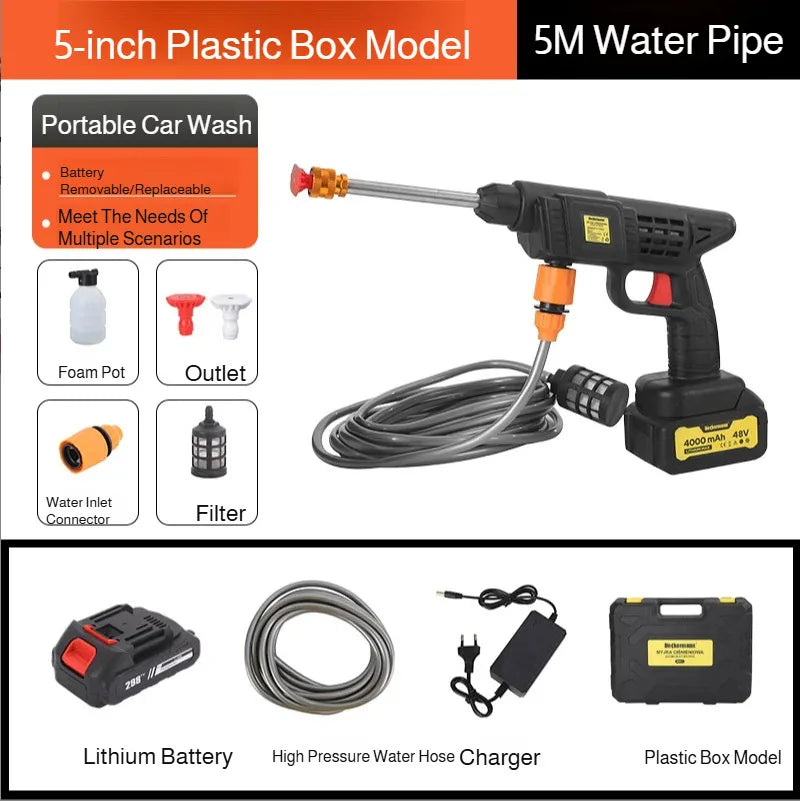 【Cordless Handheld Water Gun】Lithium Battery Rechargeable High-Pressure Washer - Portable Car Wash Sprayer for Home & Garden