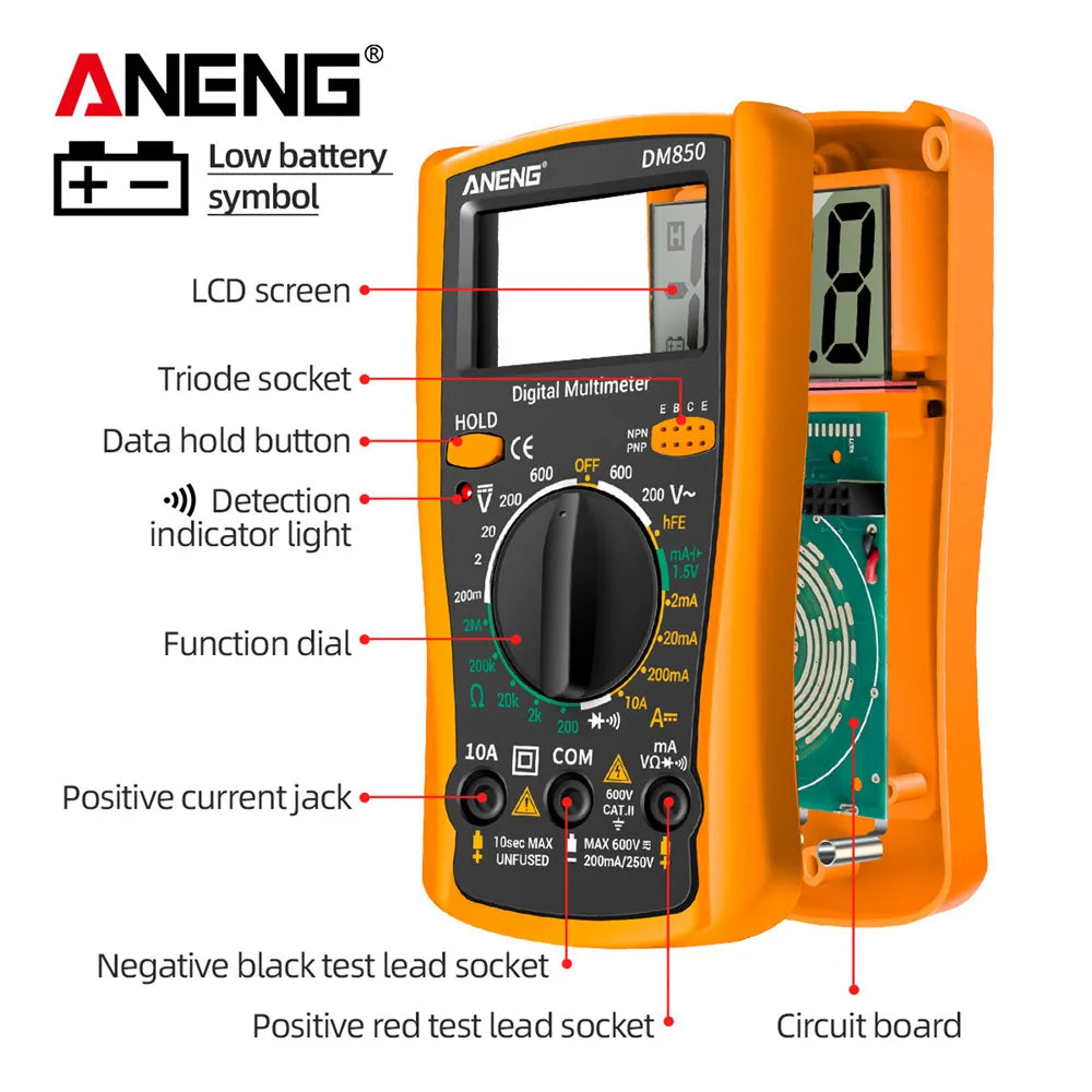 ANENG DM850 Automatic Digital Multimeter Professional multimetro AC/DC Votage Tester 1999 Counts Ohm Ammeter Electric Tools