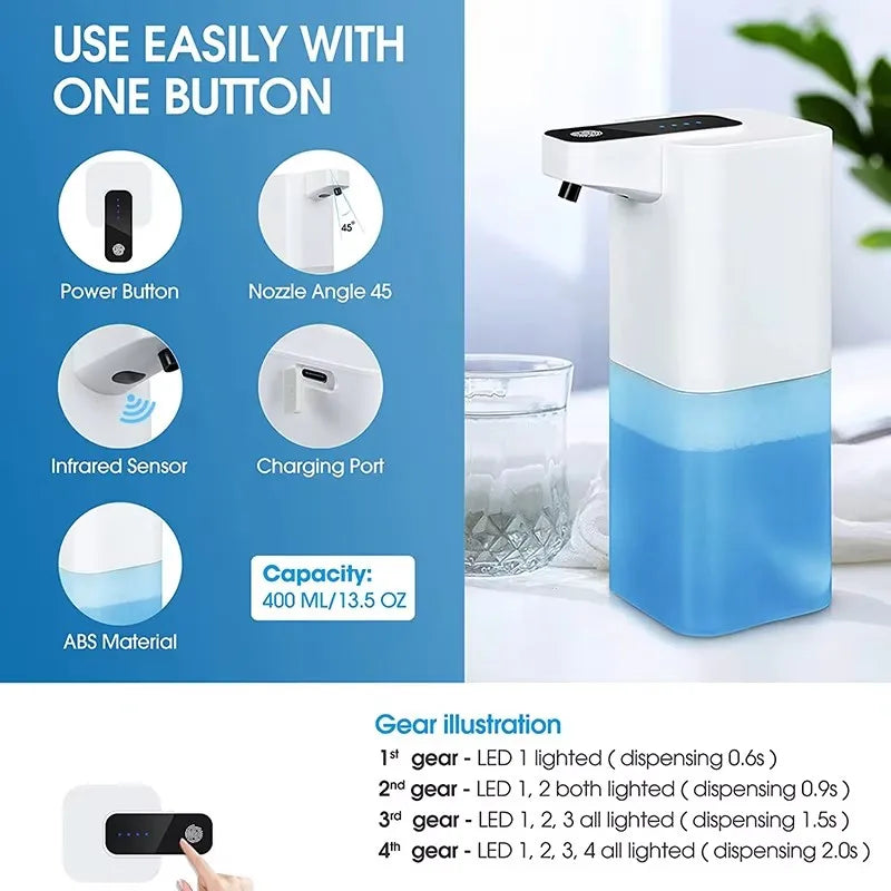 400ml New Rechargeable Foam/Liquid/Spray Model Touchless Electric Automatic Sensor Soap Dispenser for Toilet Bathroom & Kitchen
