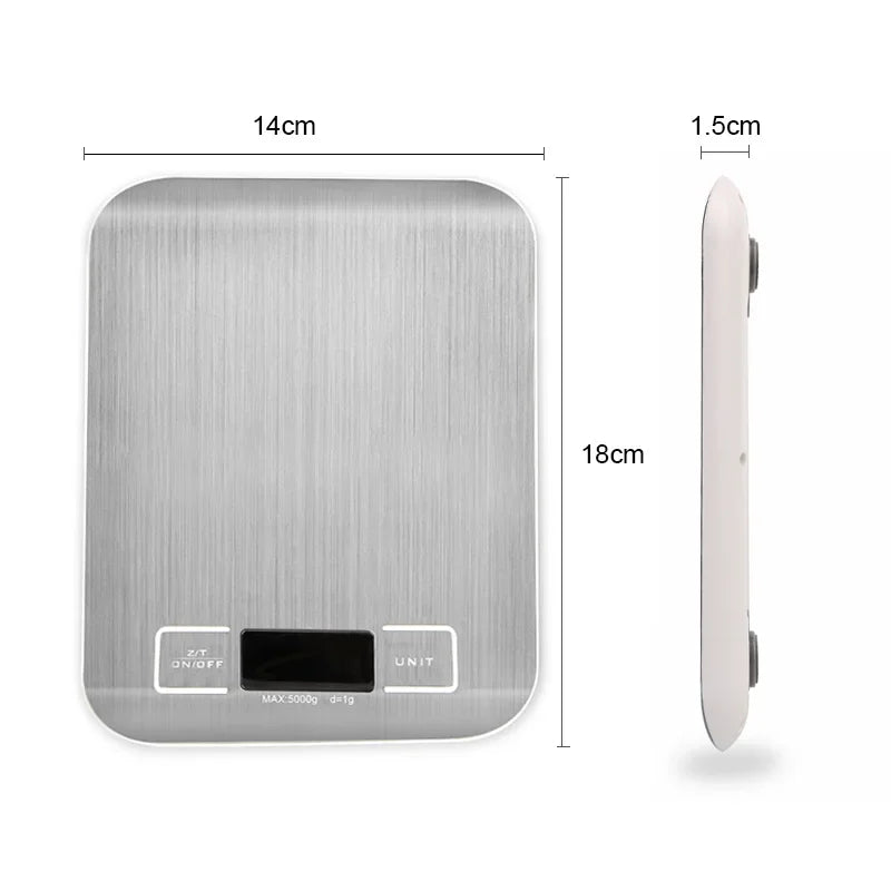 Digital Scales  5kg 10kg 1g Food Scale Weight Stainless Steel Electronic Balance Measure Tools LED Display Kitchem Use Libra